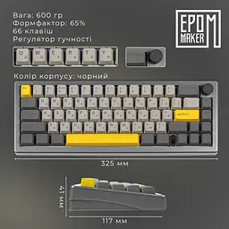 Клавіатура Epomaker EK68 Budgerigar V2 Black механічна бездротова (EK68-B-BV2) - мініатюра 12