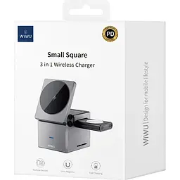 Бездротовий зарядний пристрій WiWU Wi-W030 3in1 Wireless Charger with MagSafe Black [121107] - мініатюра 5