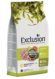 Сухий корм Exclusion Adult Chicken Medium Breed для дорослих собак середніх порід із куркою 12 кг