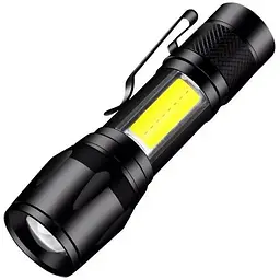 Ліхтар ручний акумуляторний з USB-зарядкою, бічним світлом та ZOOM HB-513-XPE+COB