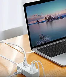 Подовжувач фільтр Aigo Power Strip (3 розетки та 2 USB) 1 m AC0320 - мініатюра 4