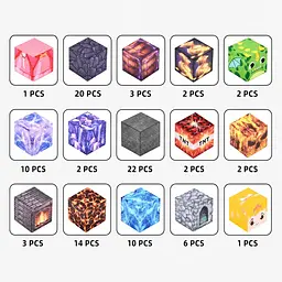 Магнітний конструктор Minecraft 100 шт + 3 фігурки кубики по грі Майнкрафт Замок Mk001016 - мініатюра 6