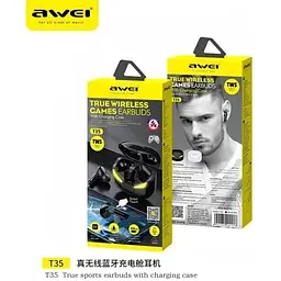Навушники Awei T35 Gaming TWS Bluetooth Earphone BT5.0, 35/400 mAh 5 Hours 000007208-up - мініатюра 3
