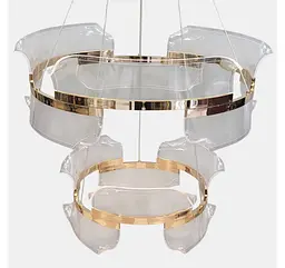 Двоярусна підвісна LED-люстра Artlight 512162/60+40GD золота з двома кільцями та прозорими акриловими розсіювачами - мініатюра 4