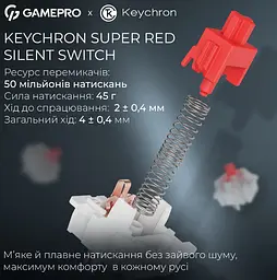 Механічна ігрова клавіатура GamePro MK-285-WH Asgard Ragnar Keychron Super Red Switch Bluetooth 5.2/2.4 ГГц/USB White - мініатюра 6
