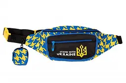 Поясна сумка бананка текстильна зі світловідбиваючим принтом STAND WITH UKRAINE та чохлом (SP-29)