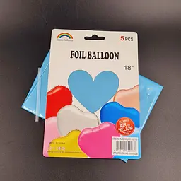Фольгована кулька JS Balloon "Серце" 45 см (18") 5 шт наповнення повітрям або гелієм для тематичних вечірок Блакитний - мініатюра 2