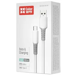 Дата кабель USB 2.0 AM to USB-C 1.0m 3A liquid silicone white ColorWay (CW-CBUC093-WT) - мініатюра 4