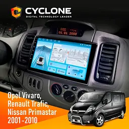 Штатна магнітола Opel Vivaro 2001-2010 Cyclone C10-012 4x64, DSP, 4G Cyclone (НФ-00009824)