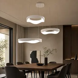 Світлодіодна люстра підвісна Artlight 2460/42+52+62WH з трьома хвилеподібними кільцями, 200W