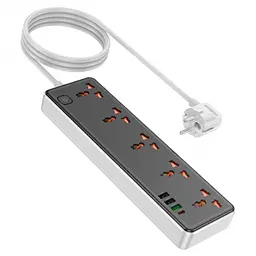 Мережевий зарядний пристрій подовжувач HOCO AC14A Rico 3 USB/Type-C 5 розеток 1,5m PD/QC, 3A/30W