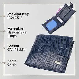 Зручний горизонтальний гаманець для чоловіків із натуральної шкіри з тисненням Canpellini 21887 синій - мініатюра 2