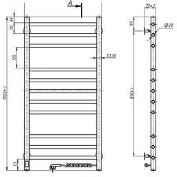 Електрична рушникосушка Navin Класик Квадро 500x1000 Sensor з таймером, права 10-016053-5010, Хром, Праве, Електронний - мініатюра 4