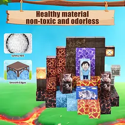 Магнітний конструктор Minecraft 100 шт + 3 фігурки по грі Майнкрафт Вулканічна зброя Mk001015 - мініатюра 4