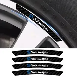 Емблема обода колеса Volkswagen 4 шт Алюміній наклейка на диски на скотчі Чорні