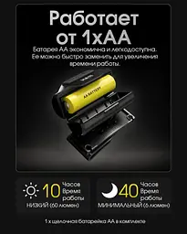 Налобний ліхтар Nitecore HA11 1хАА 240лм з білим та червоним світлом - мініатюра 5