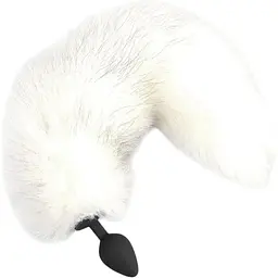 Силіконова анальна пробка з хвостом із натурального хутра Art of Sex size M White fox