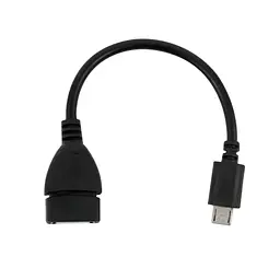 Кабель OTG черный переходник OTG USB Micro USB 10см OTG переходник с Микро ЮСБ на ЮСБ - миниатюра 4