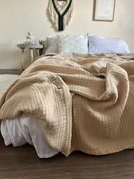 Покривало Zeintex Heaven муслінове бавовняне бежеве 240х320 см - мініатюра 5