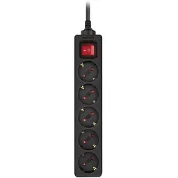 Фільтр мережевий Real-El RS-Protect M, 5 розеток, 1.8 м, чорний, 10А, до 2.3 кВт, вимикач, заземлення (EL122300026)