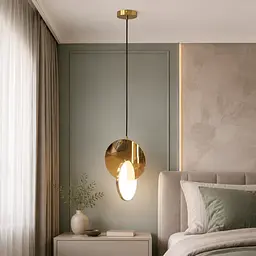 Золотий дизайнерський LED-підвіс Artlight 8219S GD із дзеркальною латунною пластиною та світловим колом - мініатюра 2