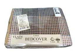 Покривало бавовняне Vladi 170х210 біло-сіро-бежеве (116010)