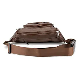 Містка шкіряна сумка на пояс коричнева Tiding Bag M56-2030C - мініатюра 5