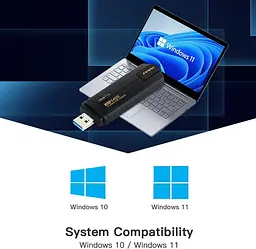 Бездротовий USB Wi-Fi адаптер Fenvi FU-AXE5400, 2.4 / 5 / 6 GHz Mu-MIMO 6E чорний (18839) - мініатюра 7