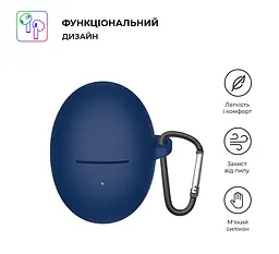 Силіконовий чохол для навушників JBL FreeBuds 5, Hang Case, синій, ультратонкий захисний кейс товщиною 2 мм, захист від подряпин, пилу та ударів, компактний, з карабіном для кріплення, ArmorStandart (ARM80460) - мініатюра 2