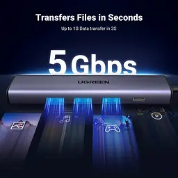 Концентратор Ugreen USB 3.0 to 3хUSB 3.0/Type-C+RJ45(1000M) Ethernet 5in1 CM475 (60554) - мініатюра 5