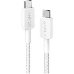 Дата кабель USB-C to USB-C 0.9m nylon 322 white Anker (A81F5H21/A81F5G21)