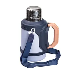 Термос для туризму Vacuum Cup 1,5 л з фліп кришкою та складаними ручками, темно-синій Yiwu HP-14-21BL - мініатюра 4