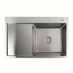 Кухонна мийка Platinum Handmade нержавійка 78x50B R (два отвори ,квадратний сифон 3.0/1.0), Нержавіюча сталь