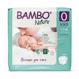 ЕКО Підгузки Bambo Nature. Розмір 0 XXS (1-3 кг), 24 шт. Bambo Nature (10000108) - мініатюра 2