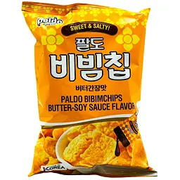 Чипси кукурудзяні Paldo Bibimchips зі смаком вершкового масла та соєвого соусу 80 г