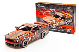 Конструктор Puz-00641 "Muscle Car" дерев'яний, 162 под., червоний колір, розмір моделі 24х9х7 см. PuzzleOk