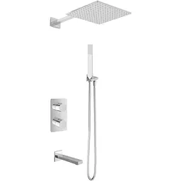 Душова система Kohlman Experience 30 chrome з термостатом + BOX прихованого монтажу KPL-QW433EQ30, Хром