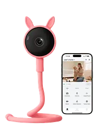 Відеоняня Baby Monitor з гнучким кріпленням і підключенням до смартфону Wifi/Bluetooth якість HD датчик звуку, руху, нічне бачення і колискові Рожева