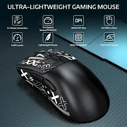 Бездротова мишка ATTACK SHARK R1 Black (PAW3311, 18000 DPI, 65 годин на одному заряді) - мініатюра 3