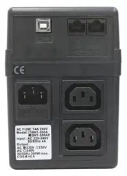 Джерело безперебійного живлення PowerCom BNT-800AP Black, 800 ВА, 480 Вт, лінійно-інтерактивний, AVR, 2 розетки (IEC), захист RJ45 - мініатюра 2