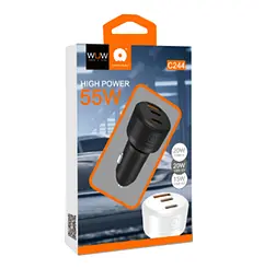 Автомобільний зарядний пристрій WUW-C244 USB20W+PD20W+PD15W чорний - мініатюра 2