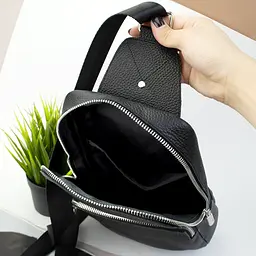 Сумка-рюкзак чоловіча шкіряна Handycover S302 чорна через плече - мініатюра 8