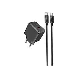Зарядний пристрій HOCO CS13A Ocean USB-C PD 20 Вт + кабель USB-C — USB-C чорний (6942007603843) - мініатюра 2