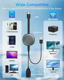 Miracast HDMI Dongle, бездротовий HDMI-адаптер для дублювання екрана 4K, передавач - мініатюра 3