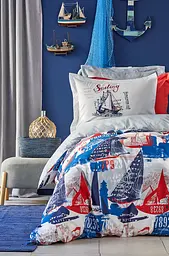 Постільна білизна Karaca Home - Hutson mavi 2019-2 блакитний ранфорс підлітковий