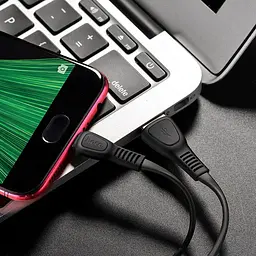 Кабель HOCO X40 USB to Micro 2.4A, 1m, TPE, TPE connectors, чорний - мініатюра 2
