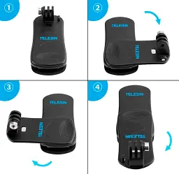 Прищіпка для екшн-камери Telesin Rotation Backpack Clip Clamp Mount (GP-JFM-003) [89301] - мініатюра 6