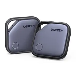 Bluetooth-трекери для пошуку речей UGREEN Finder 2 CM919 2 шт. AirTag Apple Find My лише для iOS із заряджанням USB-C зі звуковим пошуком поблизу зі сповіщенням про залишені речі зі спільним доступом до міток з режимом втрати зі сповіщенням про знаходження з попередженням про небажане відстеження до 1 року від заряду синьо-сірі з чорною окантовкою (75119A)