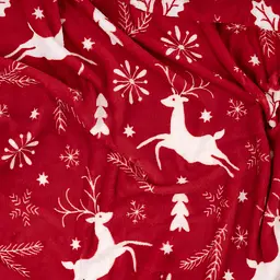 Плед Ardesto Christmas Flannel 160х200 см 100% поліестер олені червоний pbe0050481 - мініатюра 4