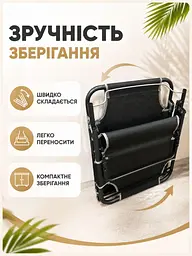 Шезлонг розкладний чорний 176×56×28 см з підголівником для саду, пляжу та кемпінгу (49676044) - мініатюра 3